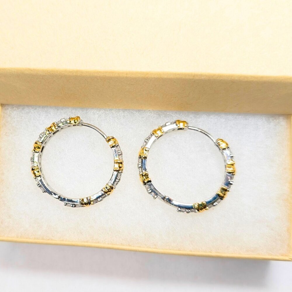 Elegant Silver Plated CZ X & O Stone Hoop Earrings NEW - Picture 3 of 7
